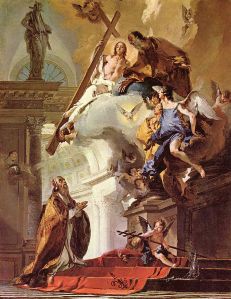 Pope St. Clement Adoring the Trinity--Oil on Canvas painted by Giovanni Battista Tiepolo, between 1730 and 1735